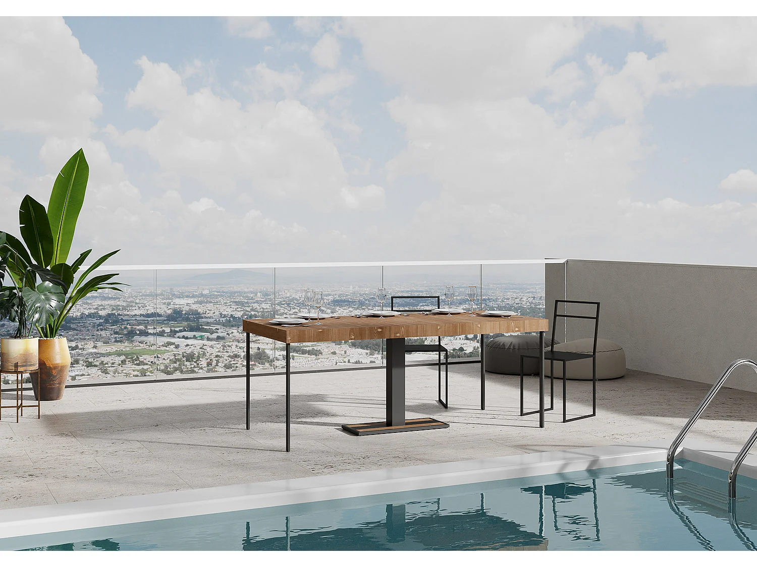 Console Mimosa Premium Sapin Teinté cadre Anthracite