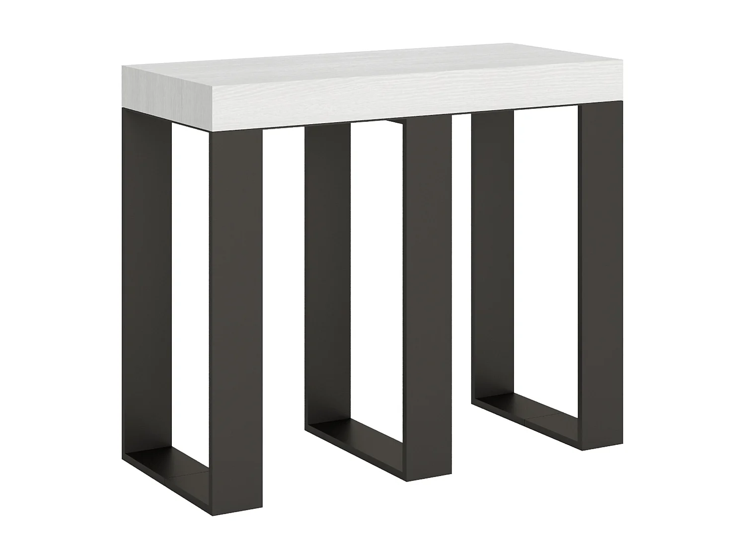 Console extensible 90x40/196 cm Sintesi Small Premium Frêne Blanc cadre Anthracite