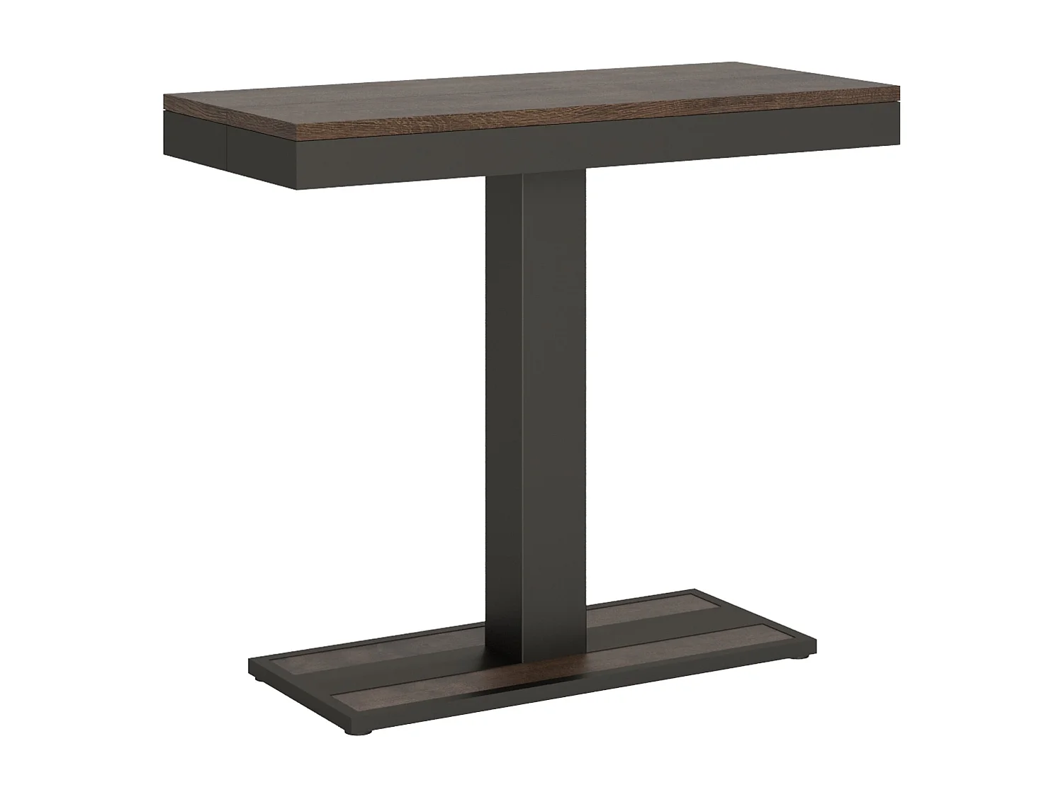 Designer uitschuifbare houten console met centrale poot Kapital evolution 90x40/196 of 90x40/300 cm-Kleur Bruin-Verlengsnoeren 3 uitbreidingen