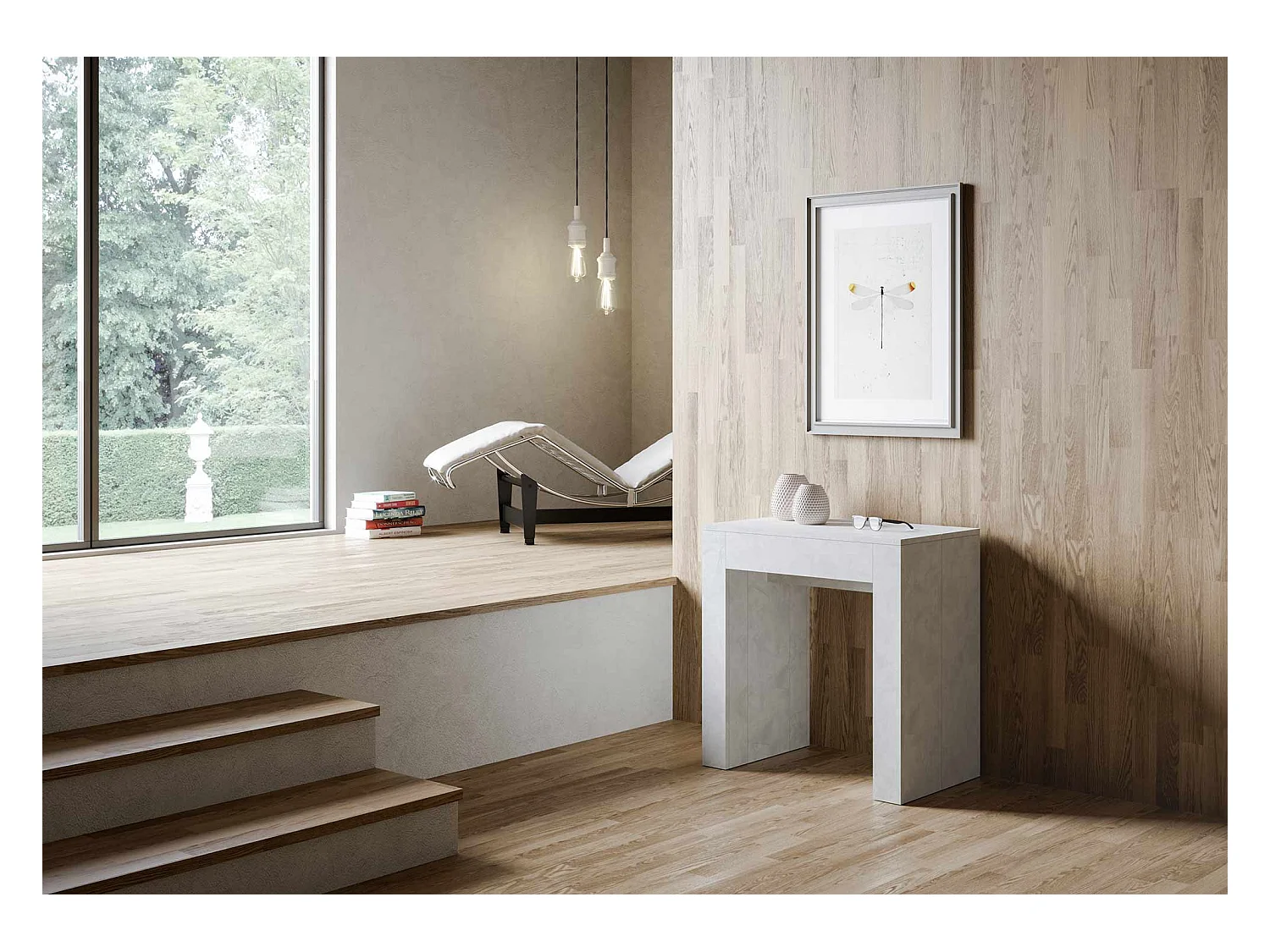 Consola extensible de madera Alina 78x47/299 cm-Color Blanco