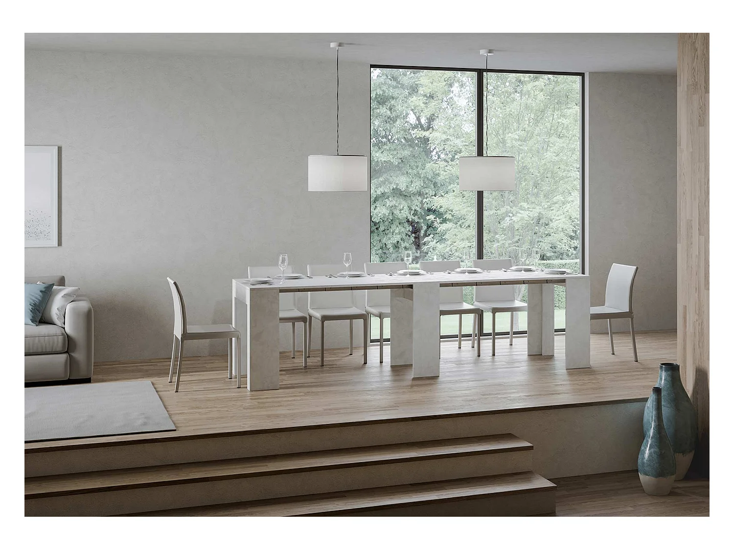 Consola extensible de madera Alina 78x47/299 cm-Color Blanco