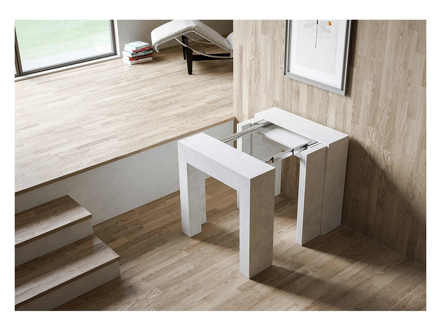 Consola extensible de madera Alina 78x47/299 cm-Color Blanco