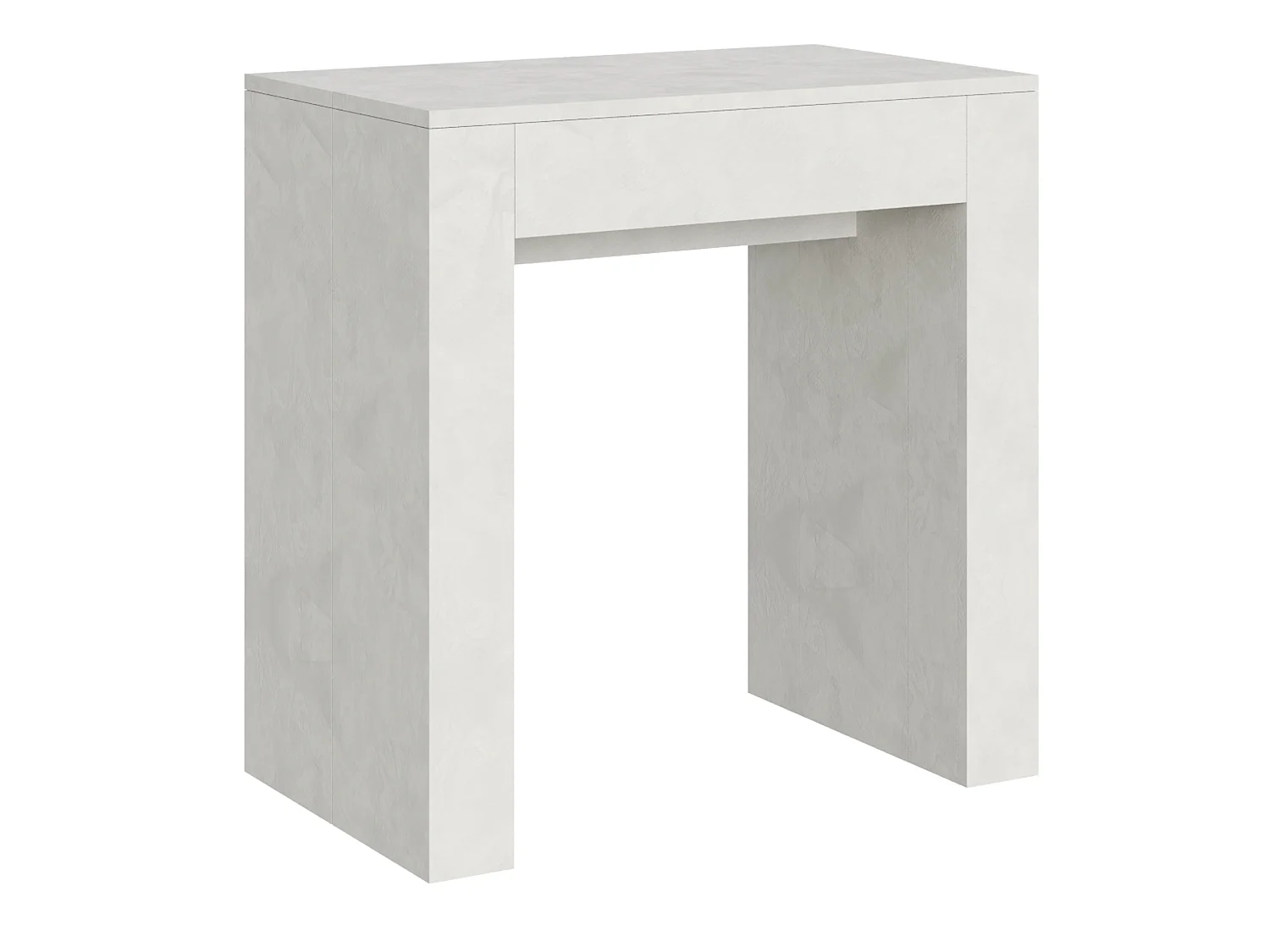 Ausziehbarer Konsolentisch 78x47/299 cm Allin Effekt weiß gespachtelt mit Innenverlängerungen