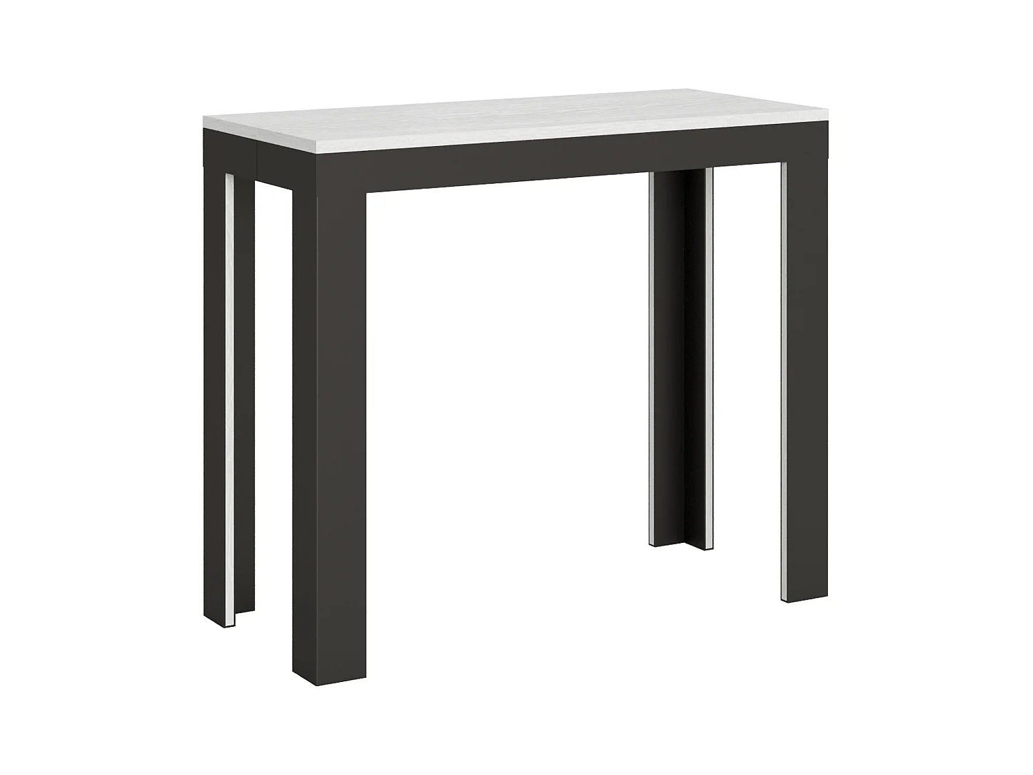 Console extensible 90x40/196 cm Linea Evolution Small Frêne Blanc cadre Anthracite