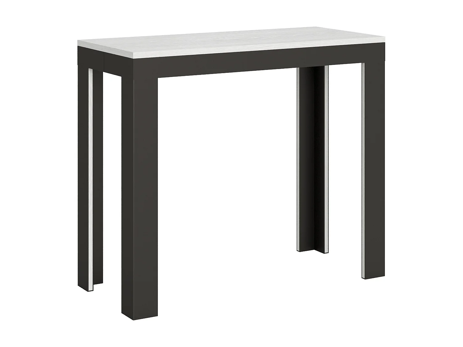 Console extensible 90x40/196 cm Linea Evolution Small Frêne Blanc cadre Anthracite