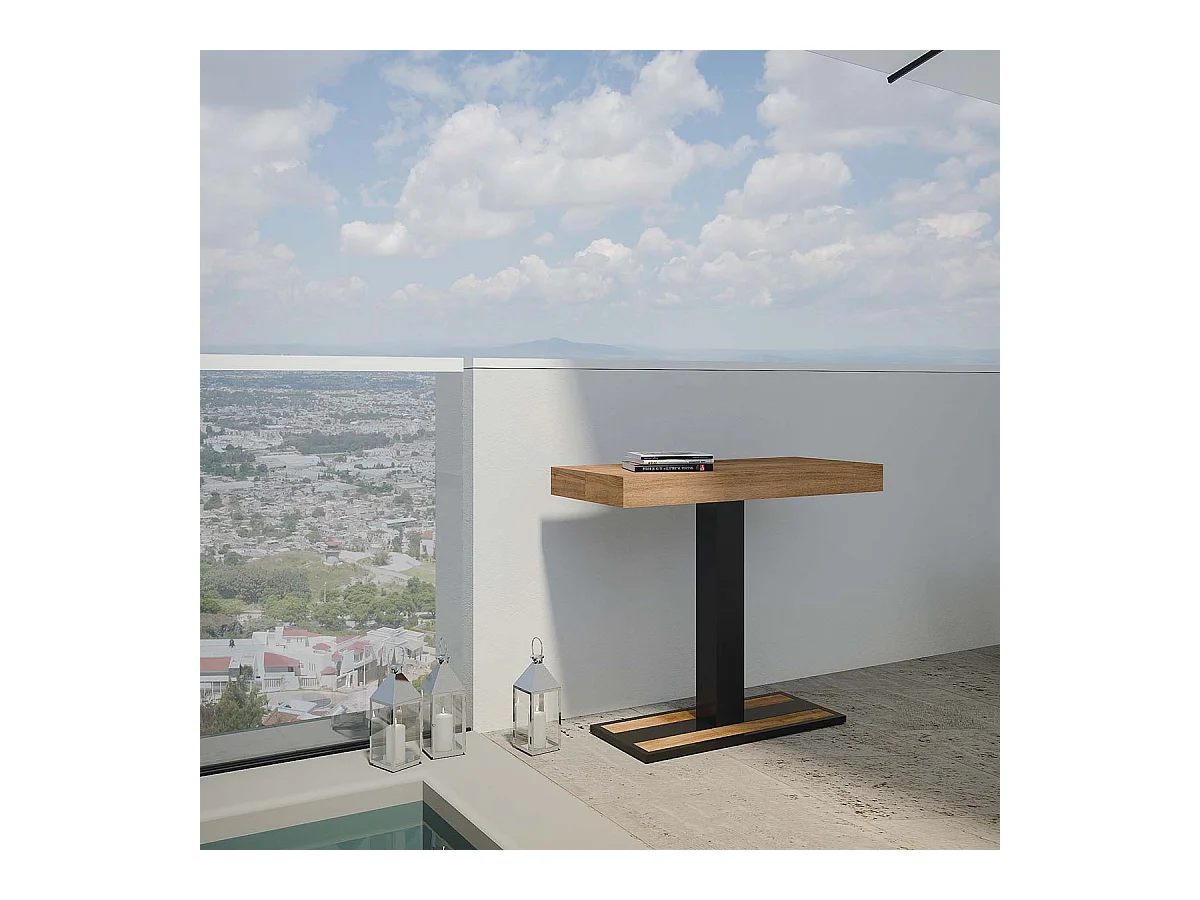 Console Extensible 90x40/190 cm Capital Small Premium Sapin Teinté cadre Anthracite