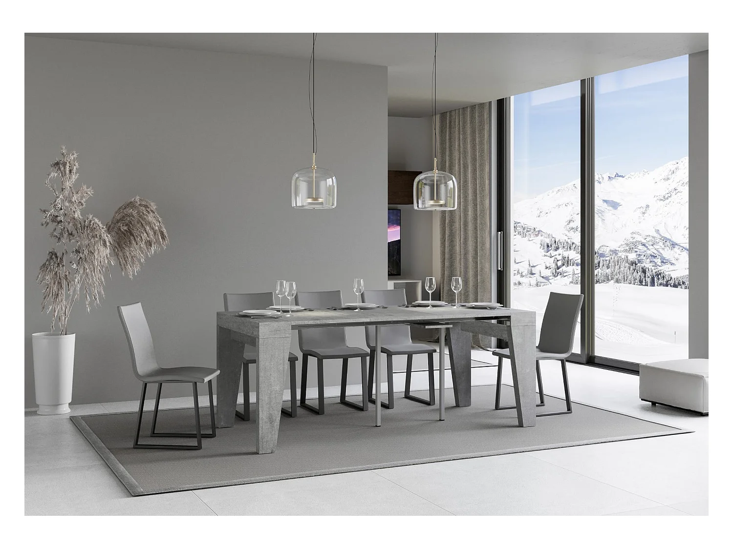 Uitschuifbare console 90x40/300 cm Naxy Cemento