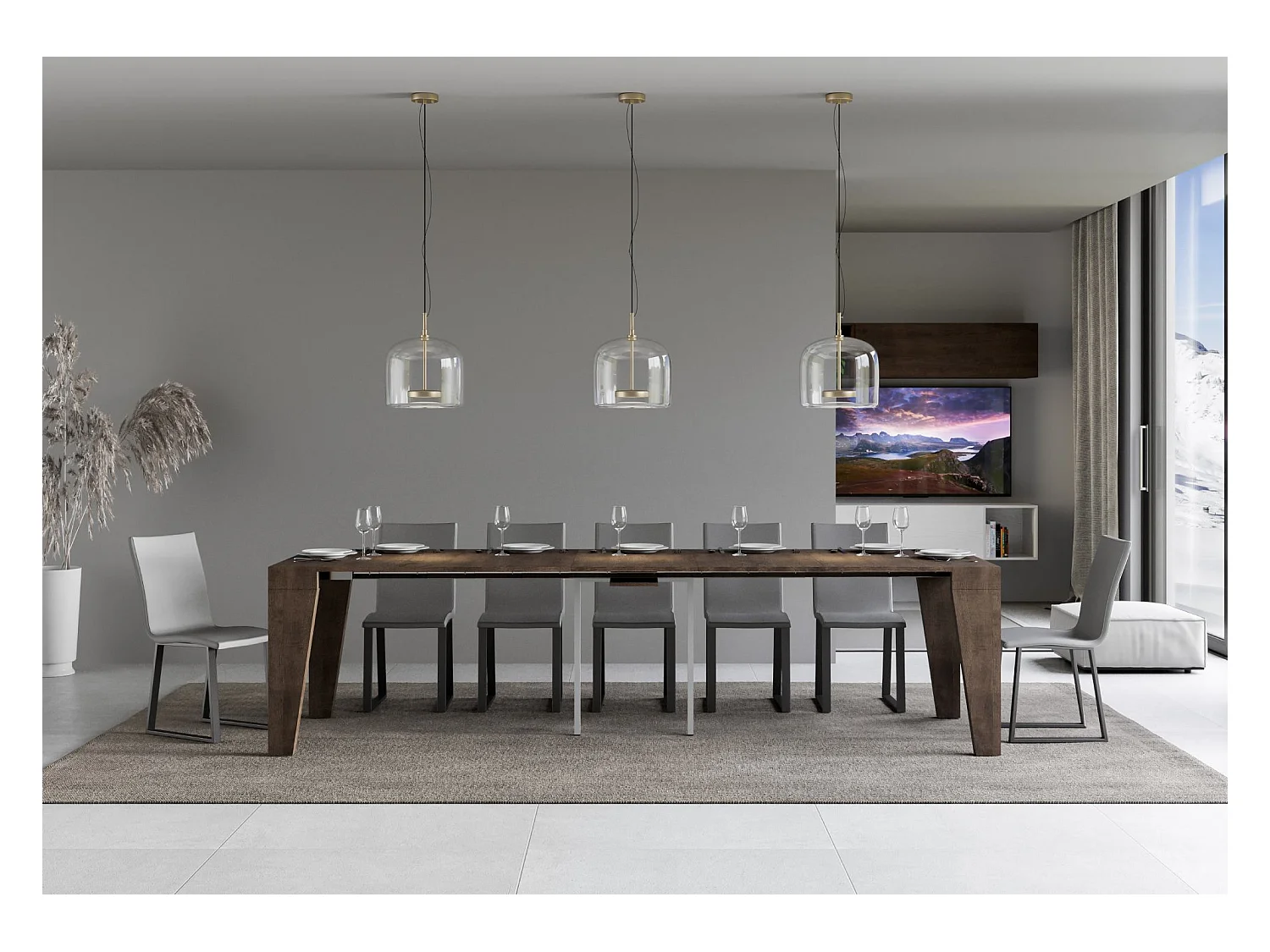 Ausziehbare Konsole 90x40/300 cm Naxy Noce