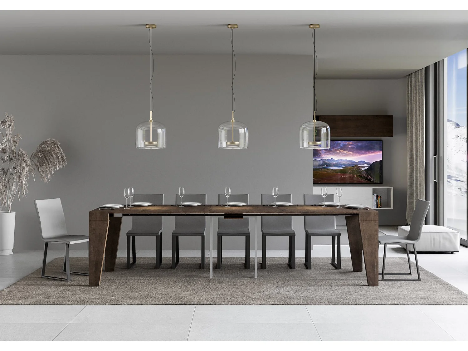 Console extensible 90x40/300 cm Naxy noyer