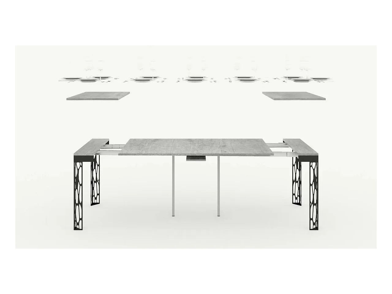 Console extensible 90x40/196 cm Ghibli Evolution Small Noyer cadre Anthracite