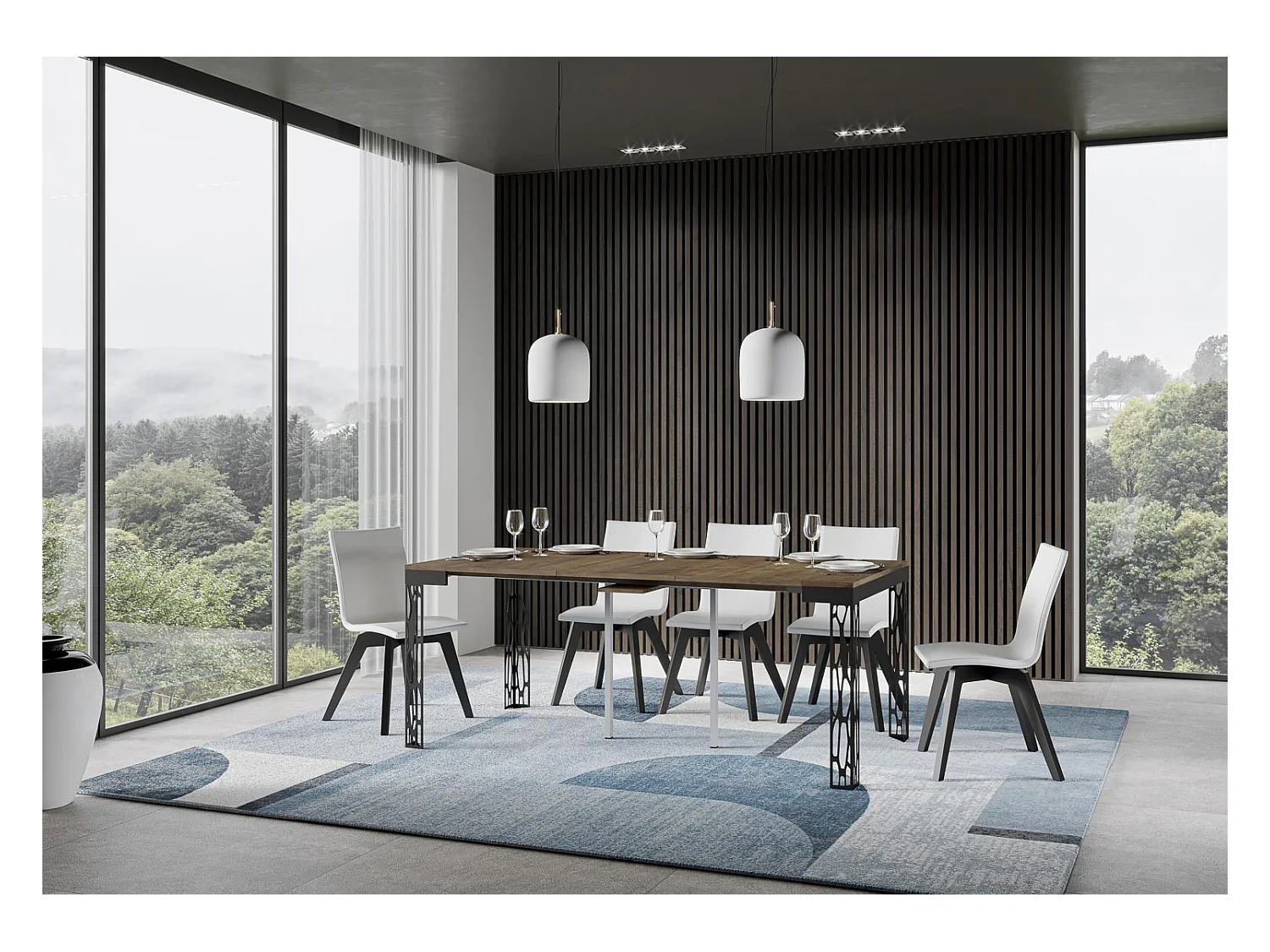 Consola extensible 90x40/196 cm Ghibli Evolution Small Nogal estructura Antracita