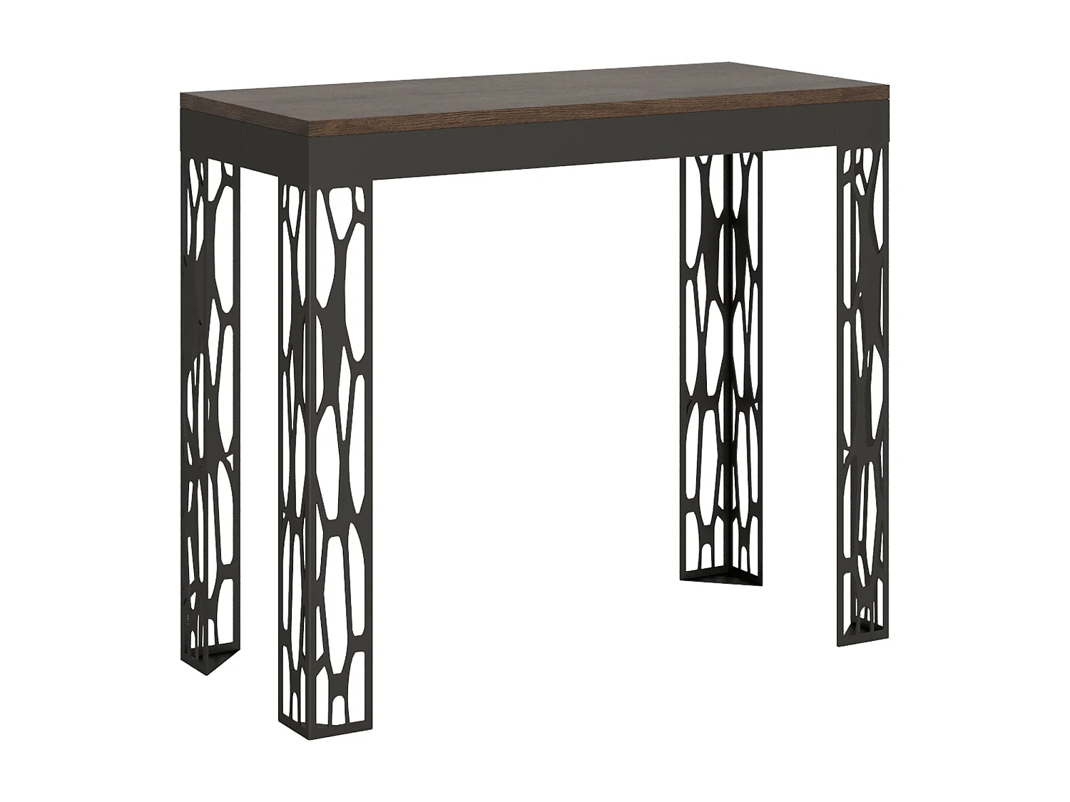Console extensible 90x40/196 cm Ghibli Evolution Small Noyer cadre Anthracite