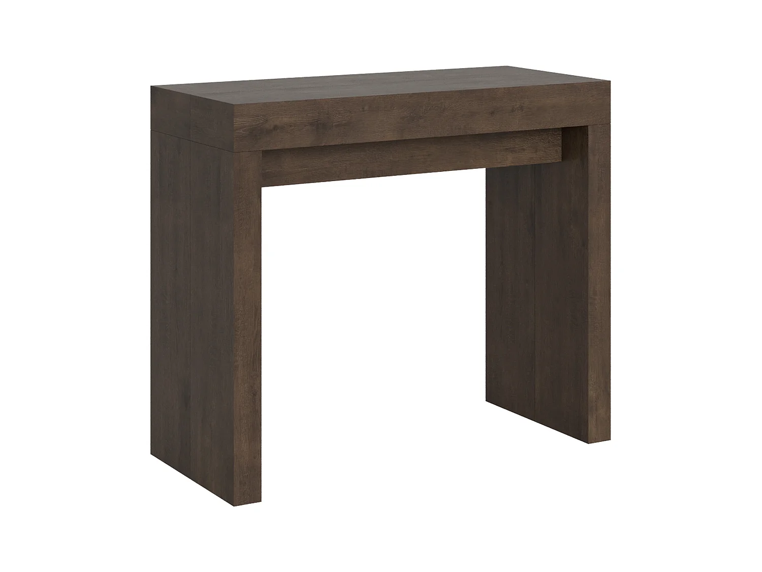 Consola extensible de madera Ribo 90x40/196 o 90x40/300 cm-Color Marrón-Soporte 2 pies-Alargaderas 5 extensiones