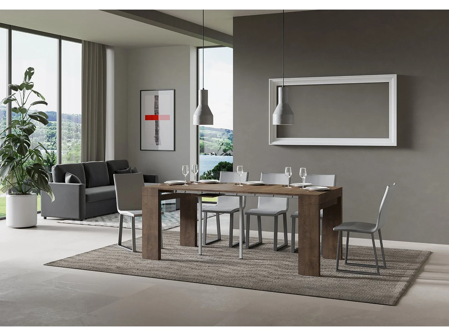 Console extensible 90x40/300 cm Roxell noyer