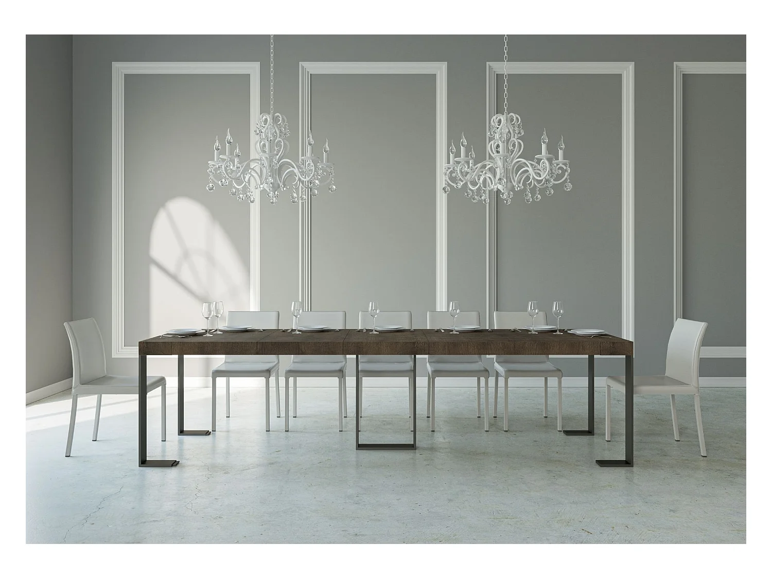 Rozkładana konsola 90x40/300 cm Orzech Sintesi Premium w kolorze antracytowym