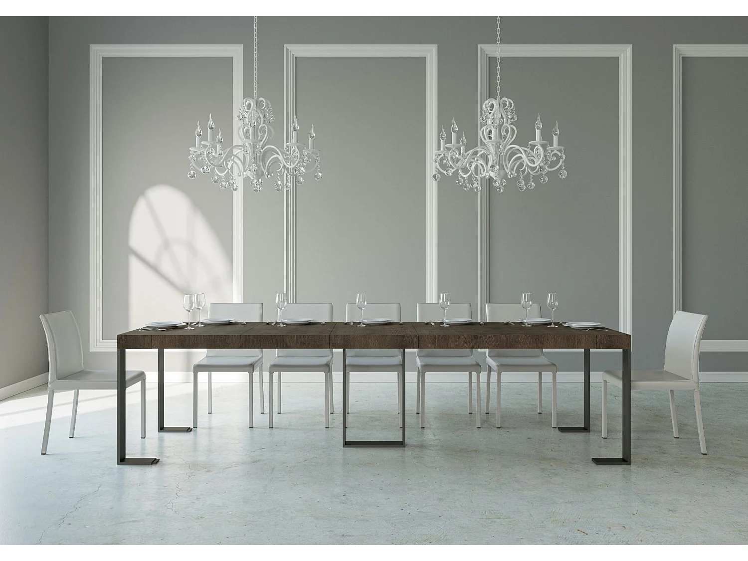 Console extensible 90x40/300 cm Sintesi Premium Noyer cadre Anthracite