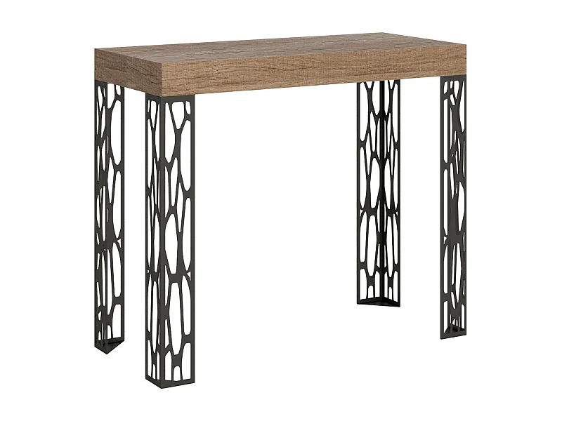 Uitschuifbare sidetable 90x40/196 cm Ghibli Small natuur eiken met antraciet frame