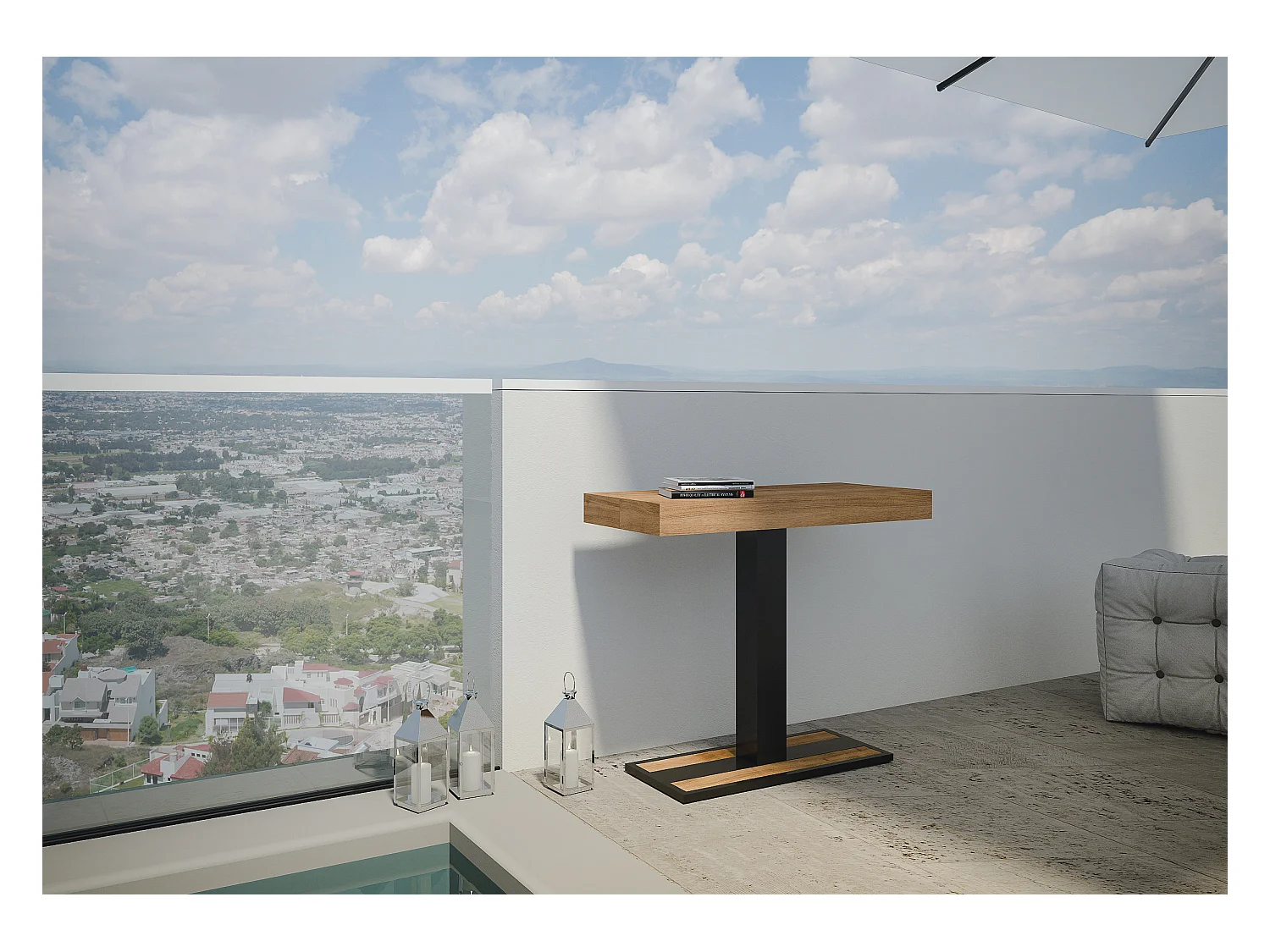 Rozkładana konsola 90x40/290 cm Capital Premium barwiona jodła antracytowa