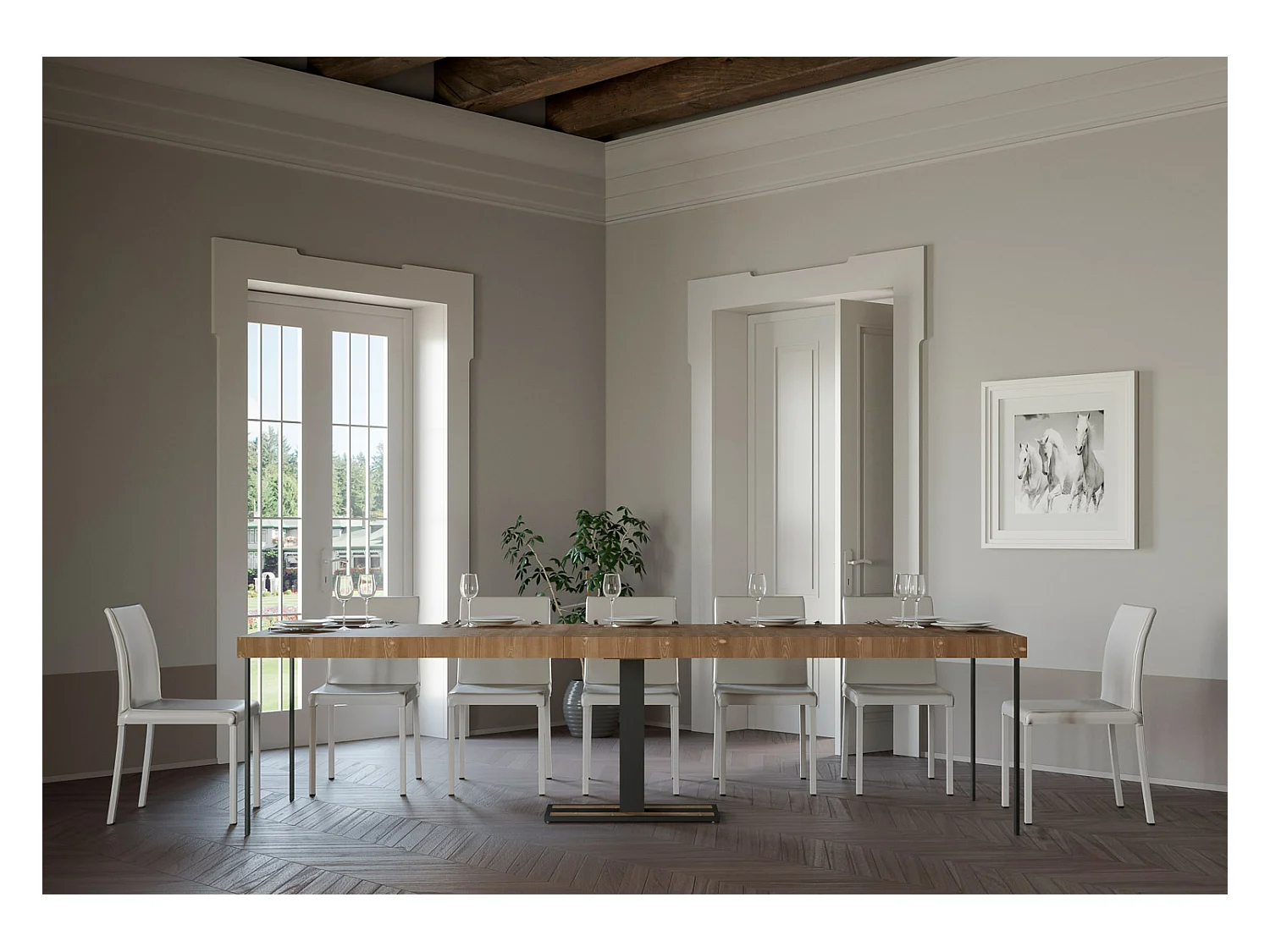 Rozkładana konsola 90x40/290 cm Capital Premium barwiona jodła antracytowa