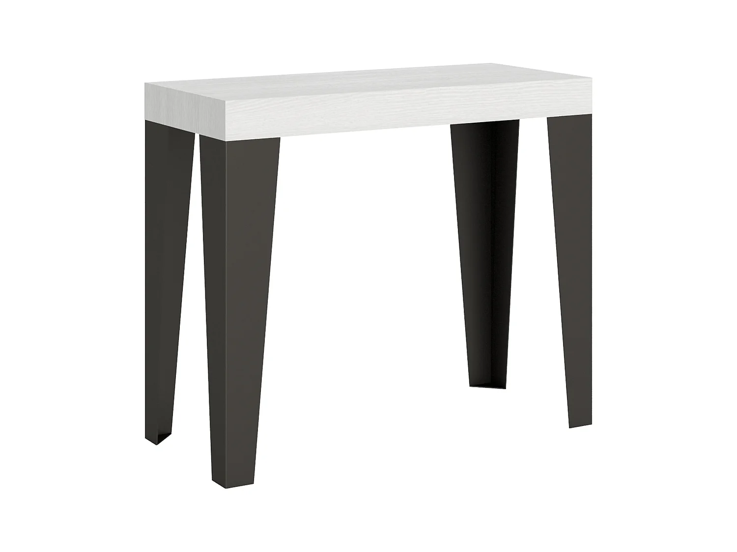Flavio hout en ijzeren design uitschuifbare console 90x40/196 of 90x40/300 cm-Kleur Wit-Steun 2 voet-Verlengsnoeren 5 dunne verlengingen