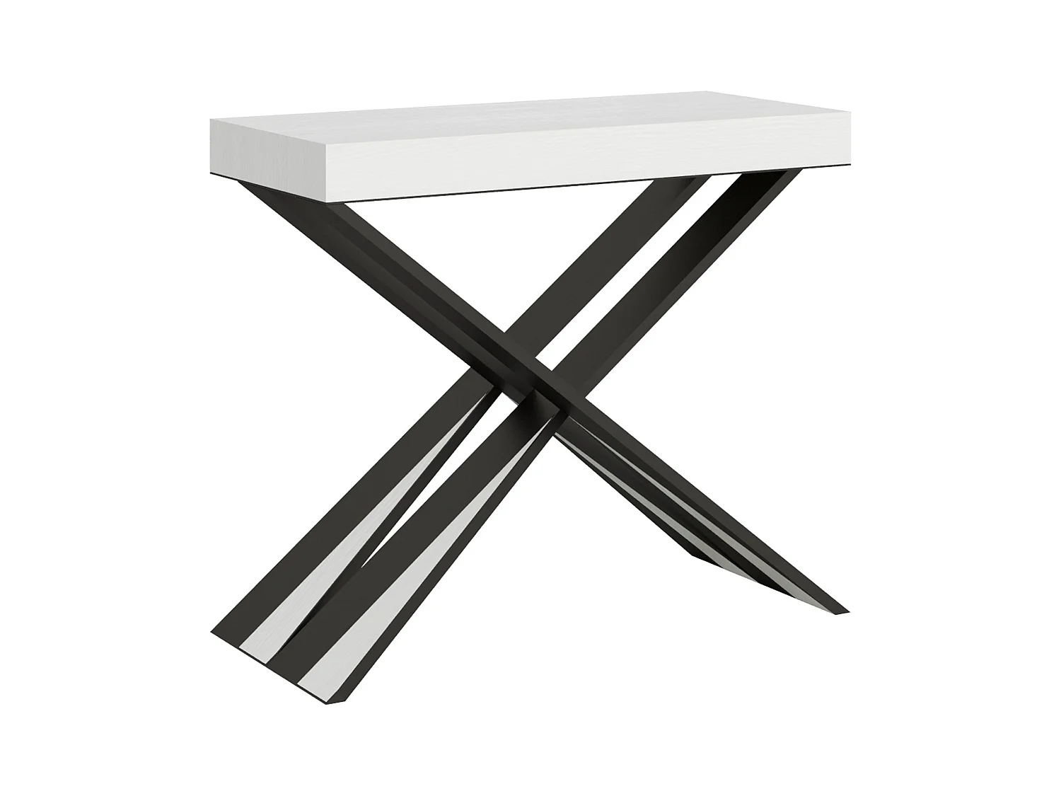 Console extensible 90x40/196 cm Diago Small Premium Frêne Blanc cadre Anthracite
