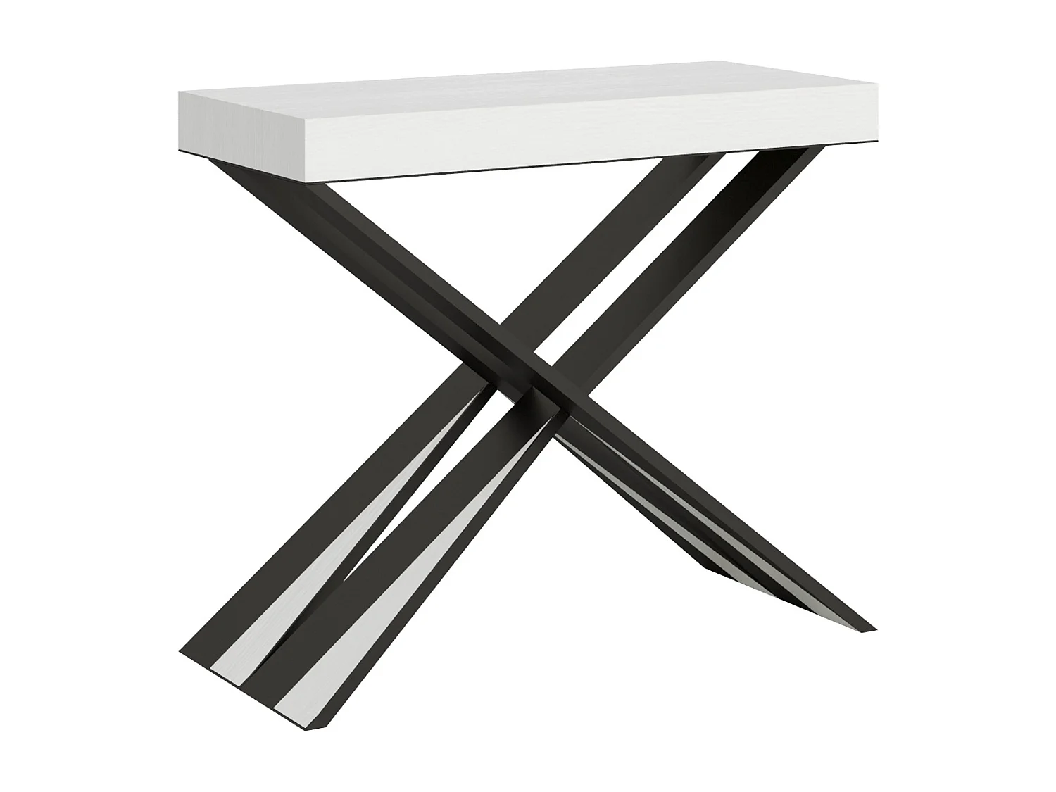 Uitschuifbare sidetable 90x40/196 cm Diago Small Premium eiken wit met antraciet frame