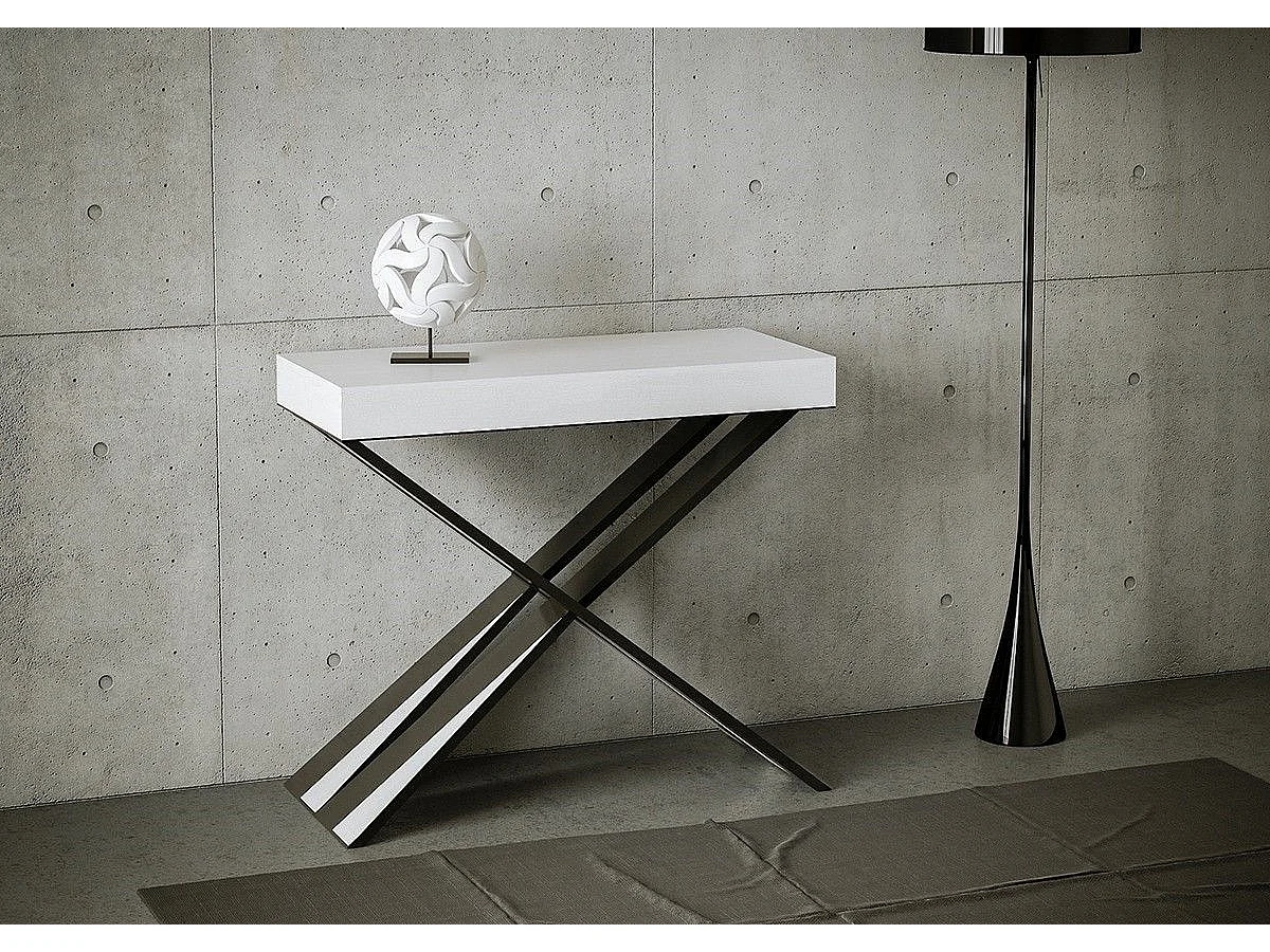Mesa consola extensível 90x40/196 cm Diago Small Premium Cinza Branca quadro Antracite