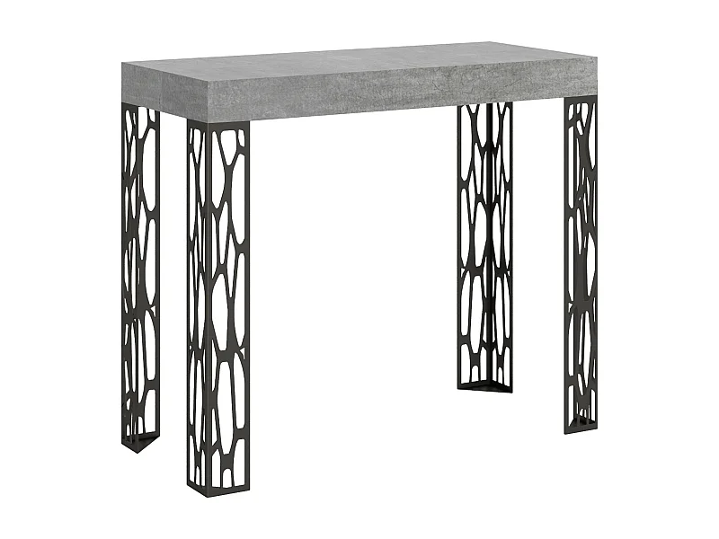 Console extensible 90x40/300 cm Ghibli Gris Béton cadre Anthracite
