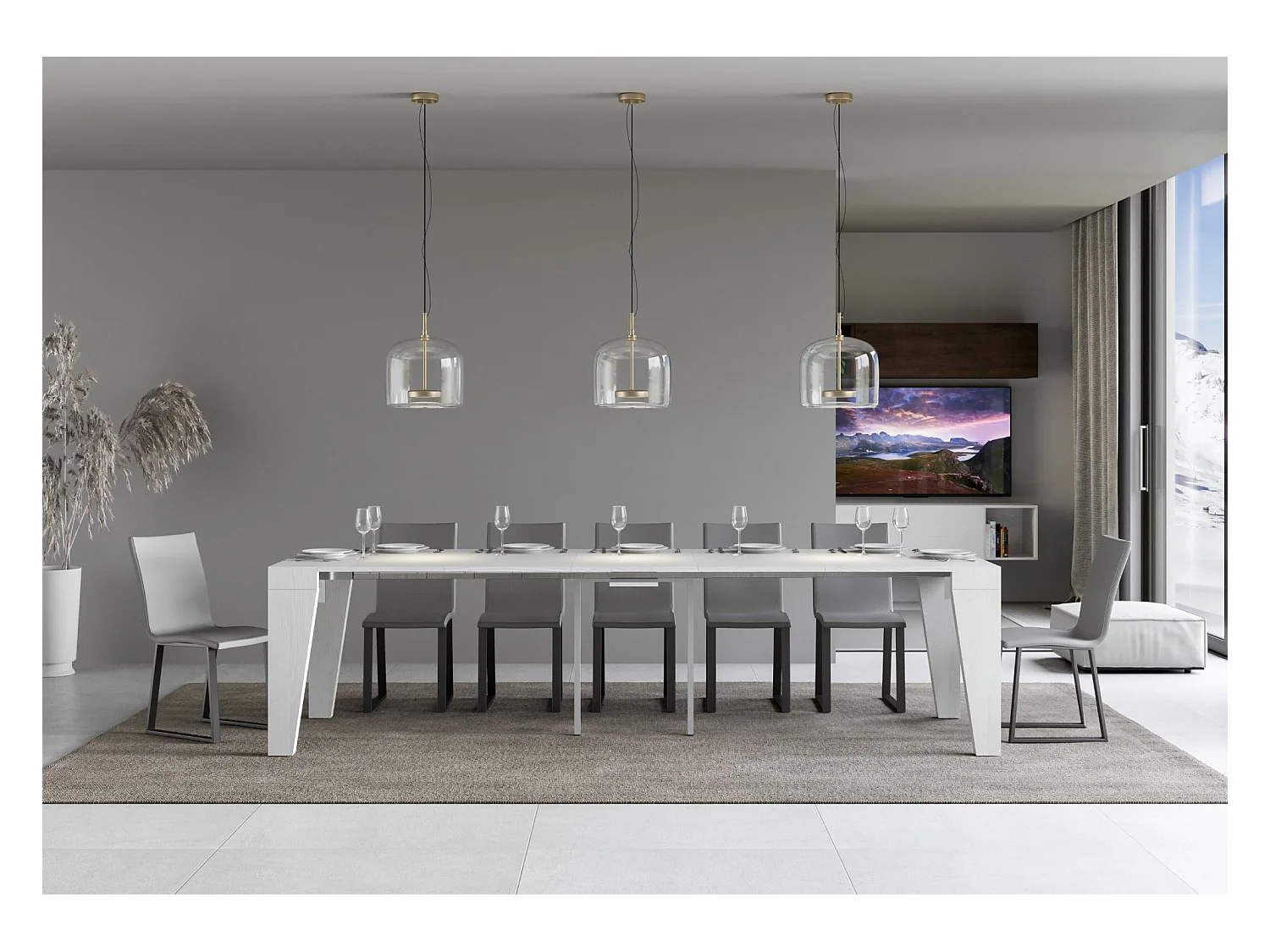 Ausziehbare Konsole 90x40/300 cm Naxy White Ash