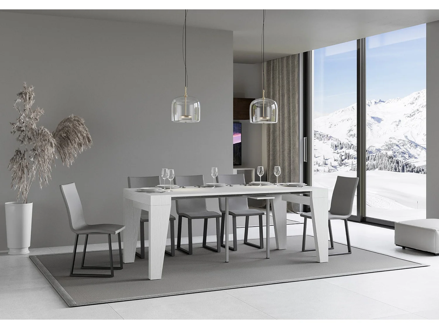 Console extensible 90x40/300 cm Naxy frêne blanc