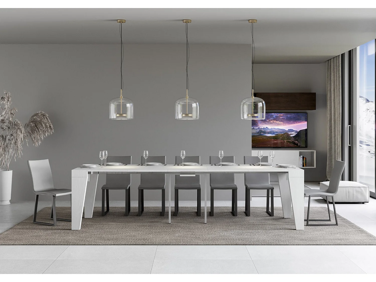 Console extensible 90x40/300 cm Naxy frêne blanc