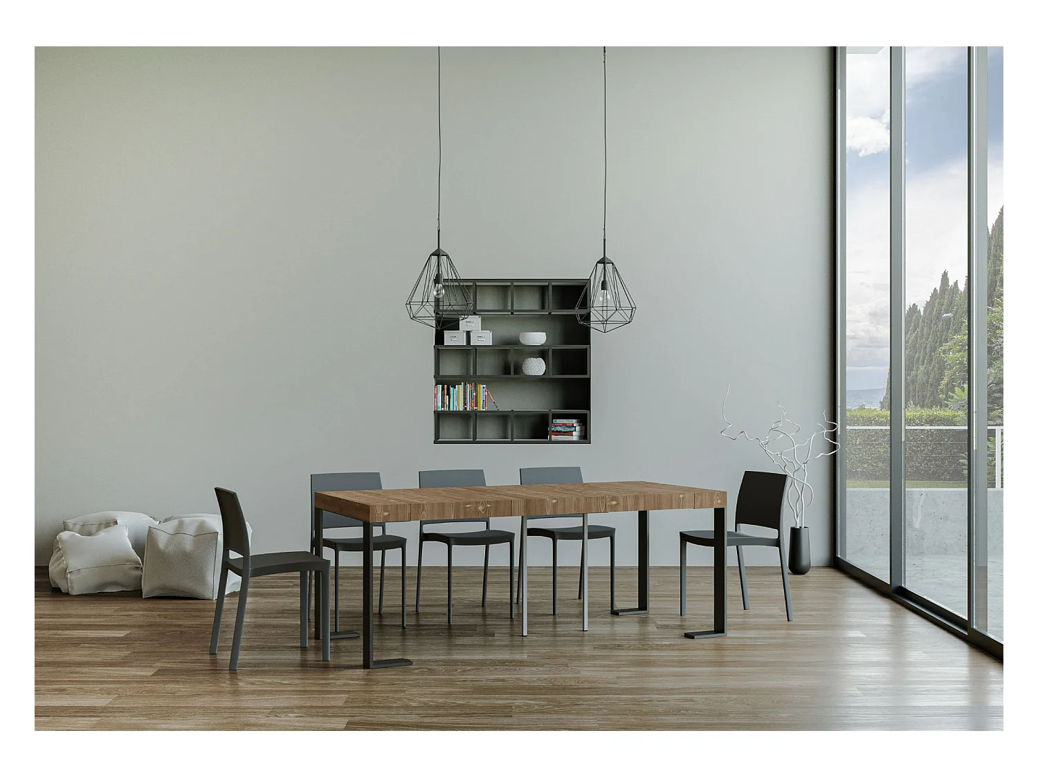 Consola extensível 90x40/190 cm Tecno Small Premium Dyed Fir Anthracite frame