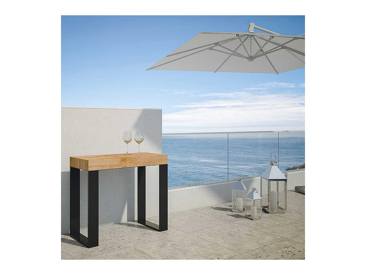 Console Extensible 90x40/190 cm Tecno Small Sapin Teinté cadre Anthracite