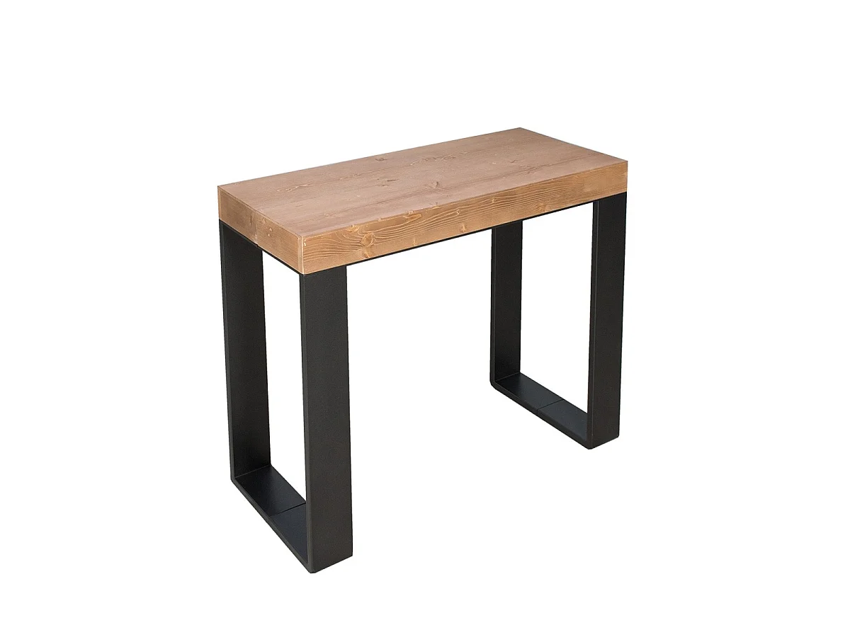 Console Extensible 90x40/190 cm Tecno Small Premium sapin teinté pieds anthracite