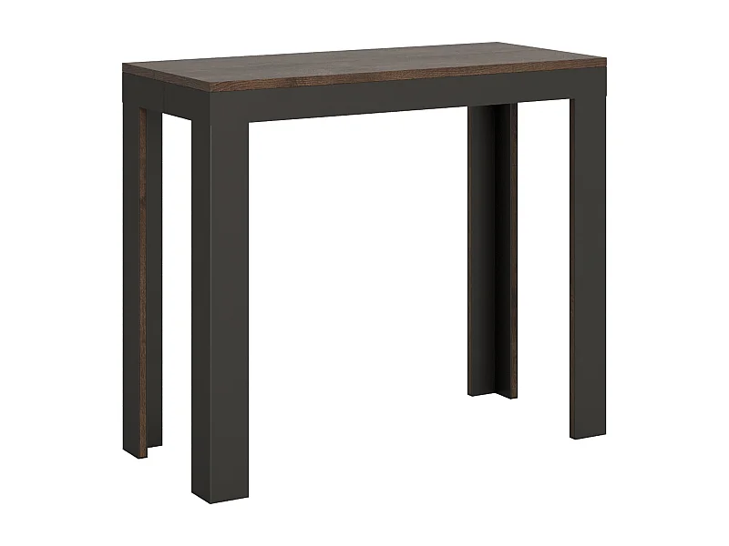 Uitschuifbare sidetable 90x40/196 cm Linea Evolution Small walnoot met antraciet frame