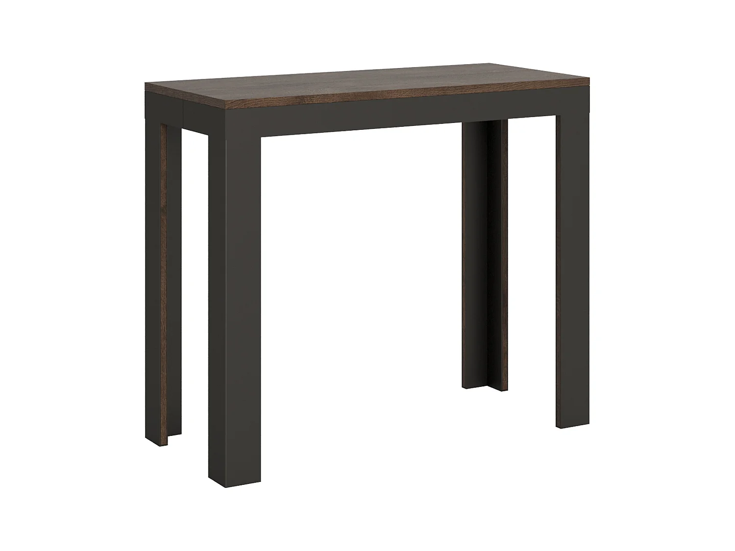 Console extensible 90x40/196 cm Linea Evolution Small Noyer cadre Anthracite