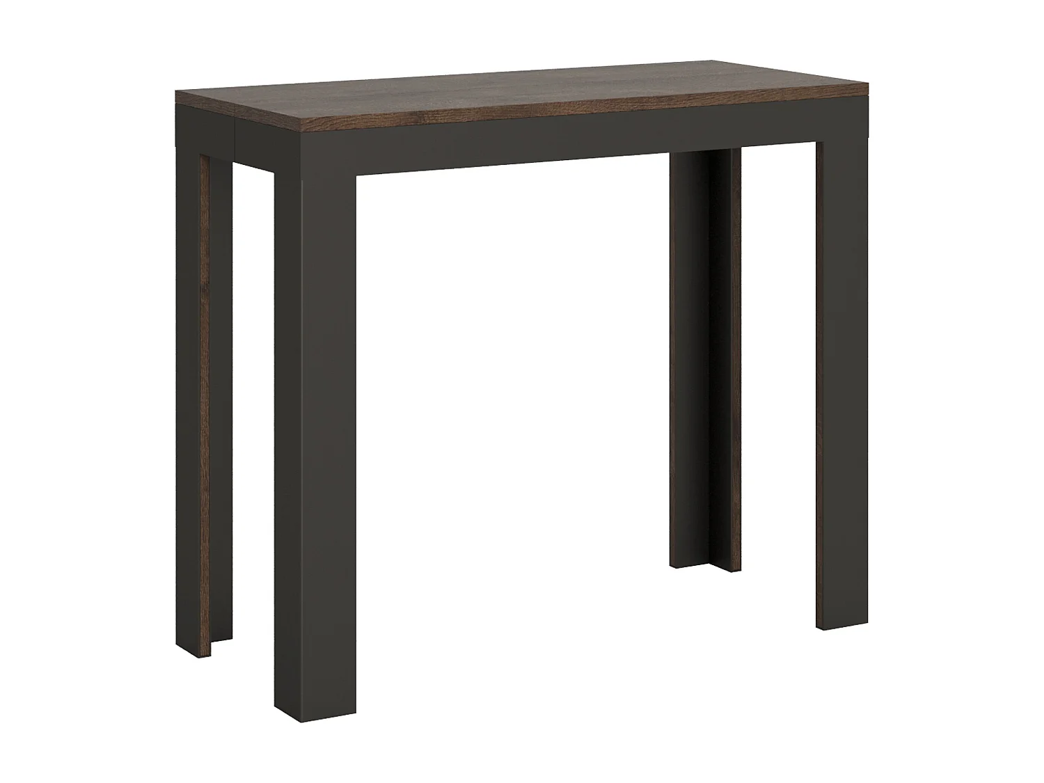 Console extensible 90x40/196 cm Linea Evolution Small Noyer cadre Anthracite