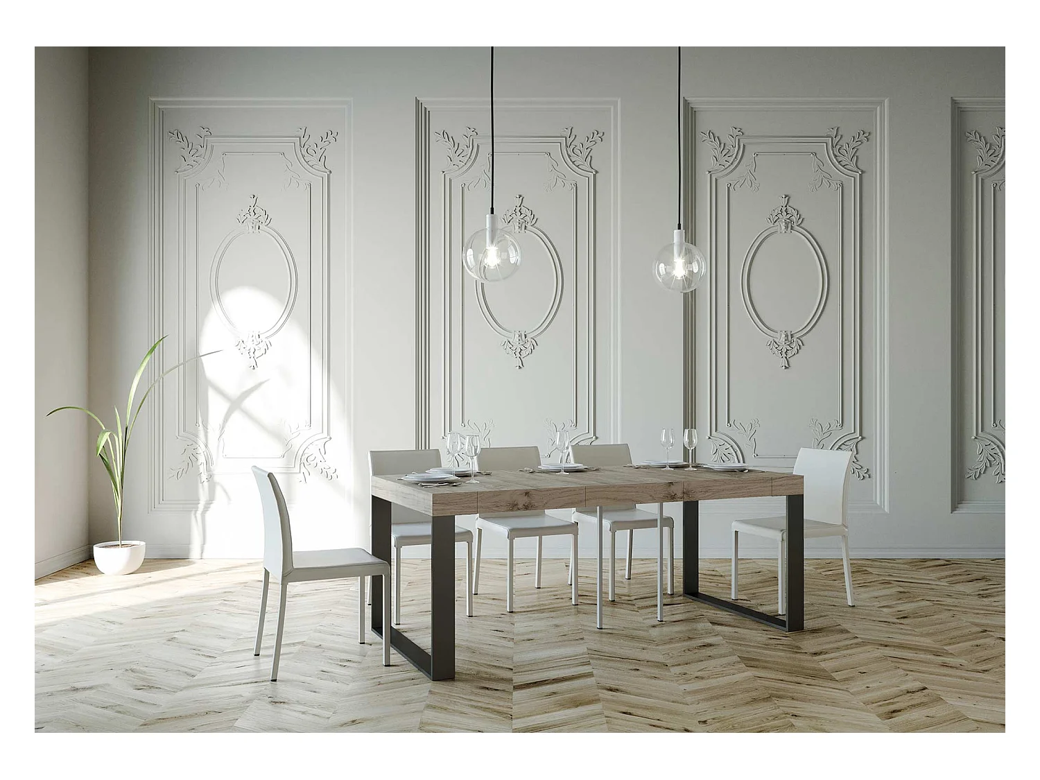 Konsola rozkładana 90x40/196 cm Elettra Mały Dąb Premium Natura Struktura Antracyt