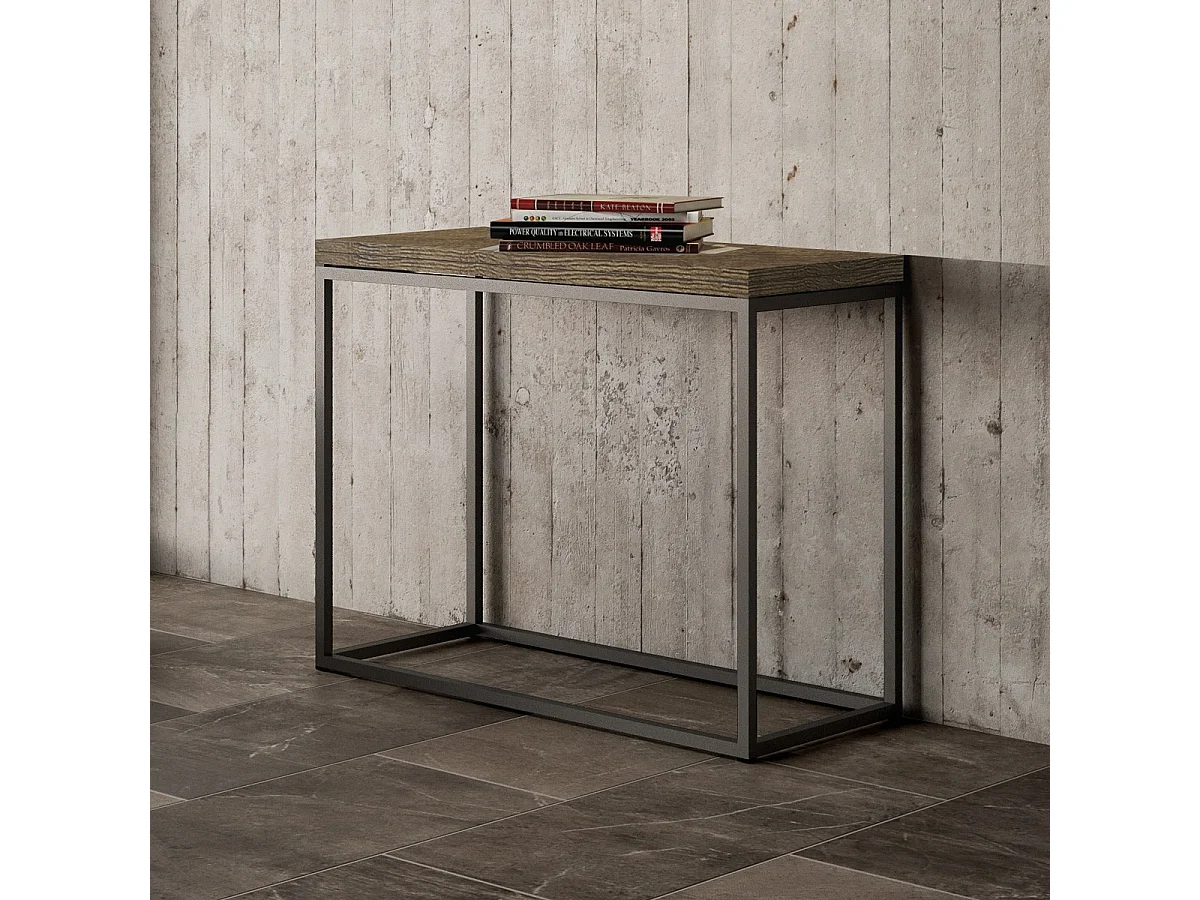 Console extensible portefeuille 90x45/90 cm Nordica Libra Noyer cadre Anthracite