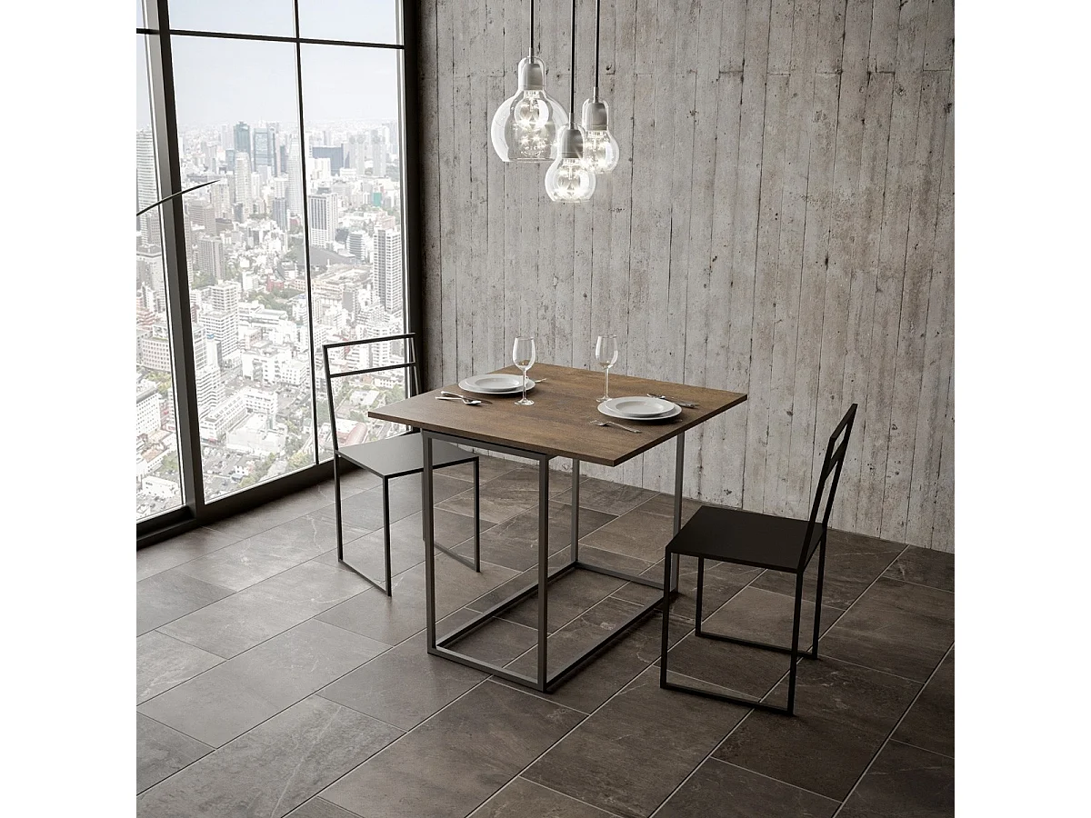 Console extensible portefeuille 90x45/90 cm Nordica Libra Noyer cadre Anthracite