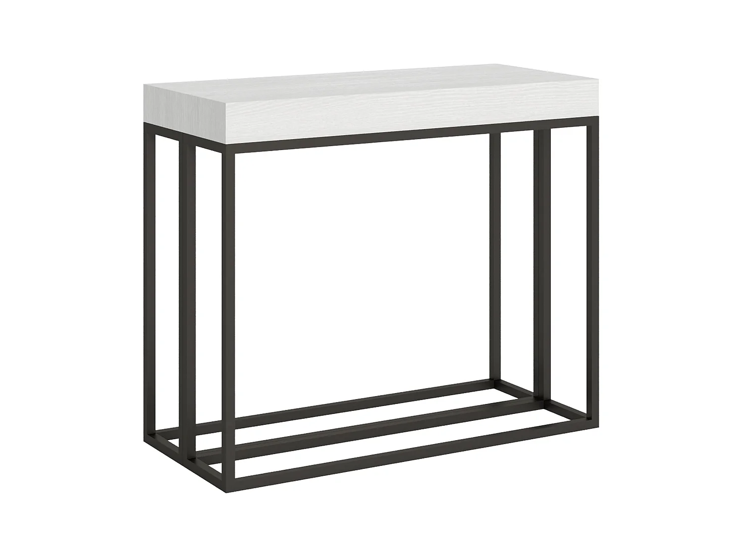Console extensible 90x40/300 cm Epoca Premium Frêne Blanc cadre Anthracite