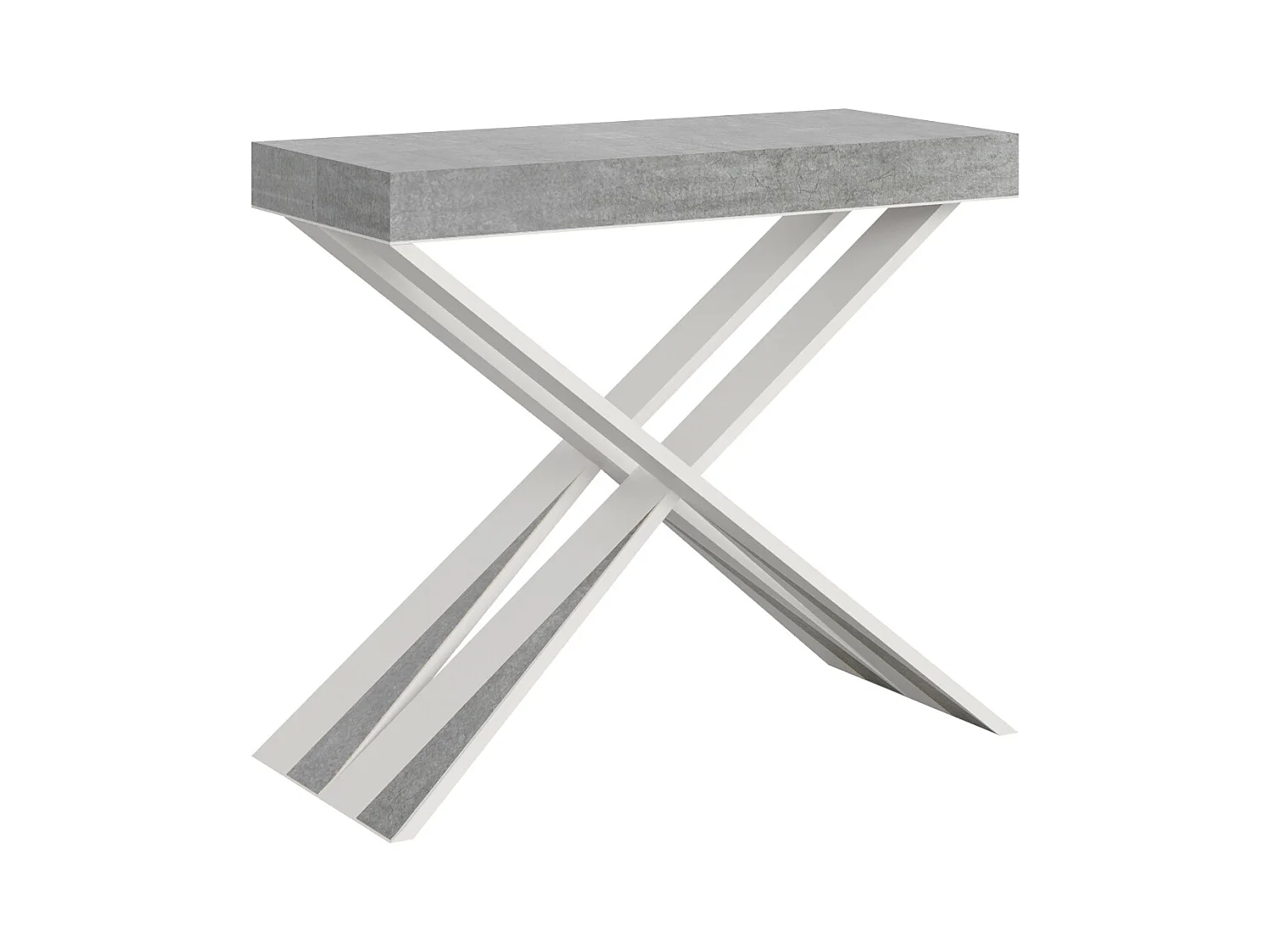 Console extensible 90x40/300 cm Diago Gris Béton cadre Blanc