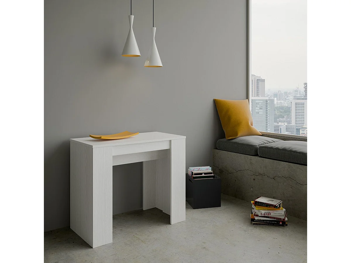 Consola extensible 90x48/308 cm Basic fresno blanco