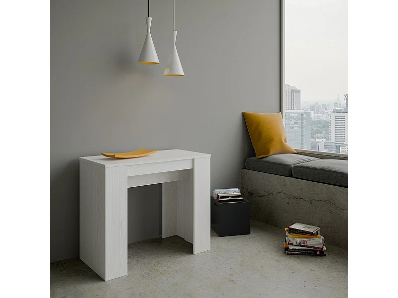 Ausziehbarer Konsolentisch 90x48/308 cm Basic Esche weiß