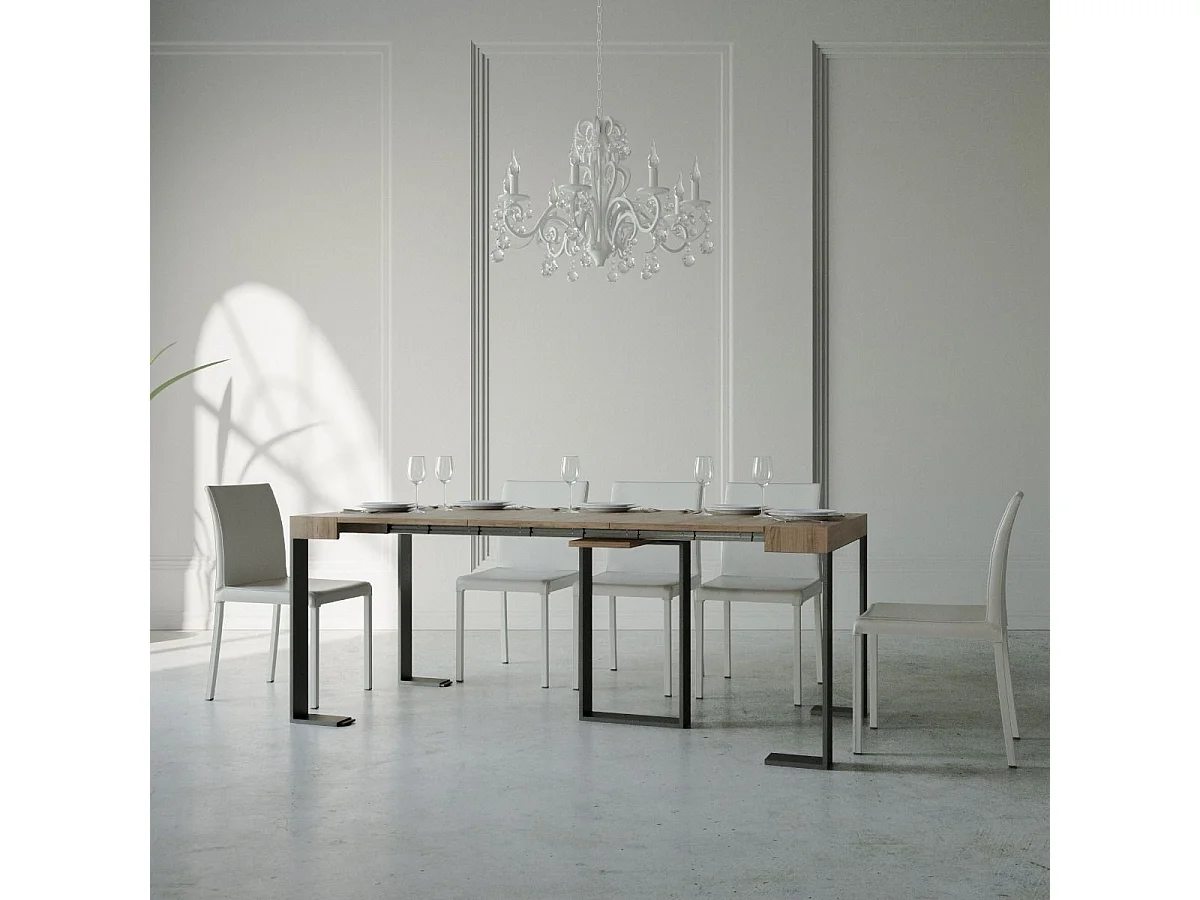 Console extensible 90x40/300 cm Sintesi Chêne Nature cadre Anthracite