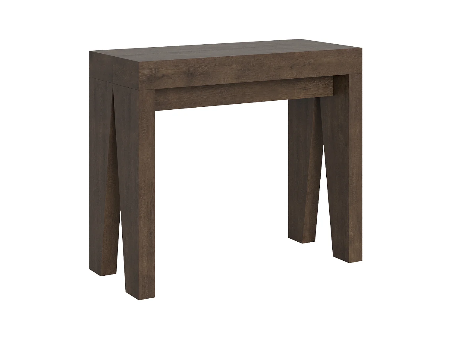 Consola extensible moderna de madera 90x40/196 o 90x40/300 cm Naxo-Color Marrón-Soporte 2 pies-Alargaderas 3 extensiones