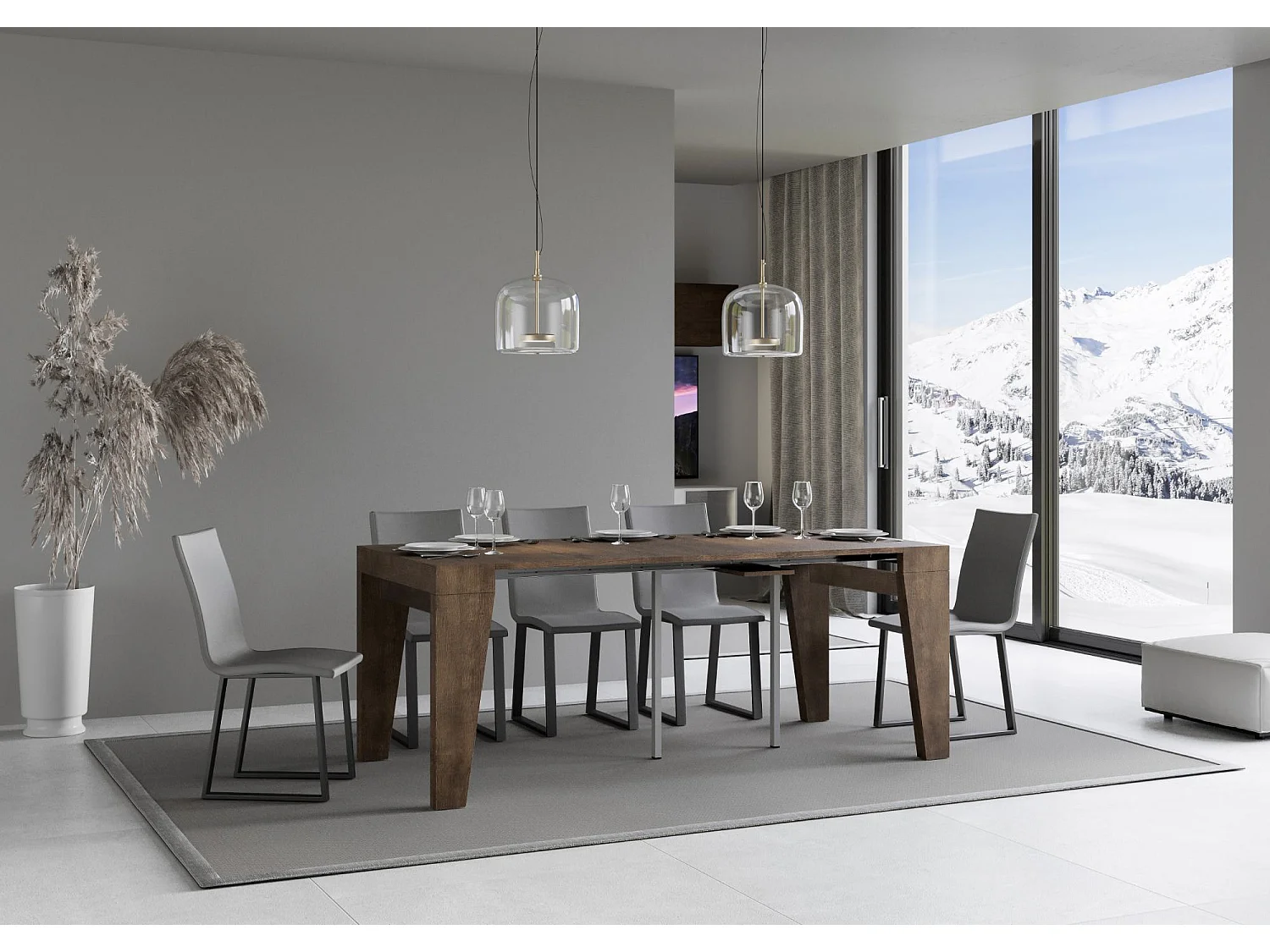 Uitschuifbare sidetable 90x40/196 cm Naxy Small walnoot