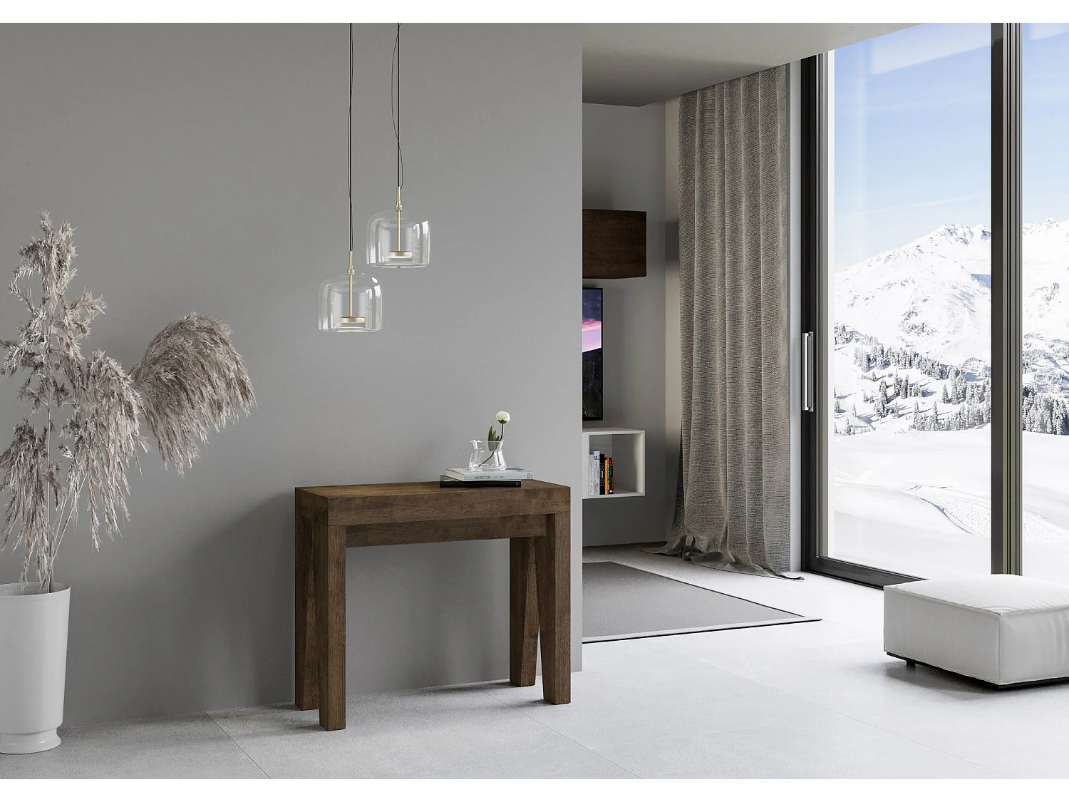 Uitschuifbare sidetable 90x40/196 cm Naxy Small walnoot