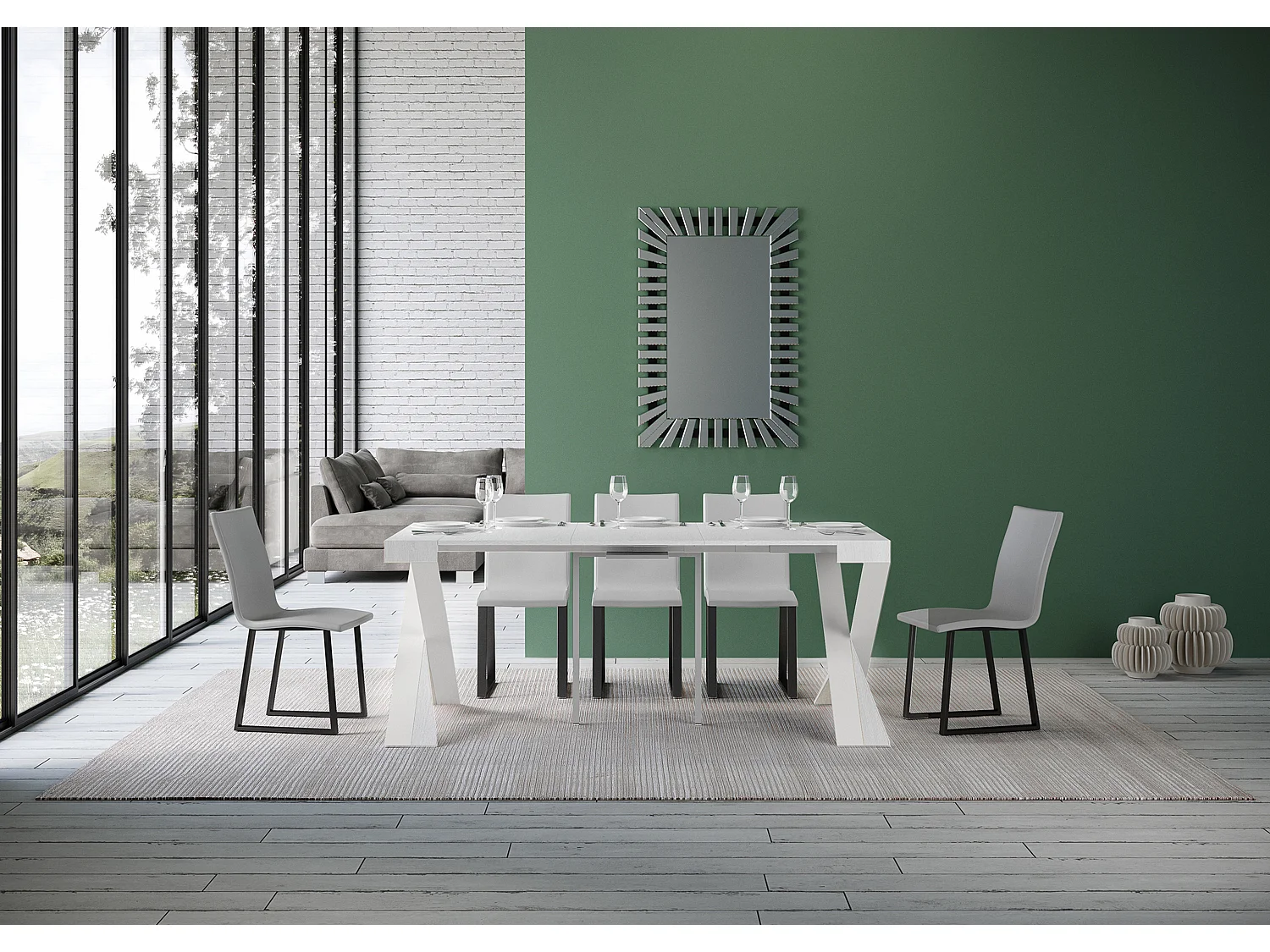 Konsola rozkładana 90x40/300 cm Diago Frassino biała rama w kolorze Białym