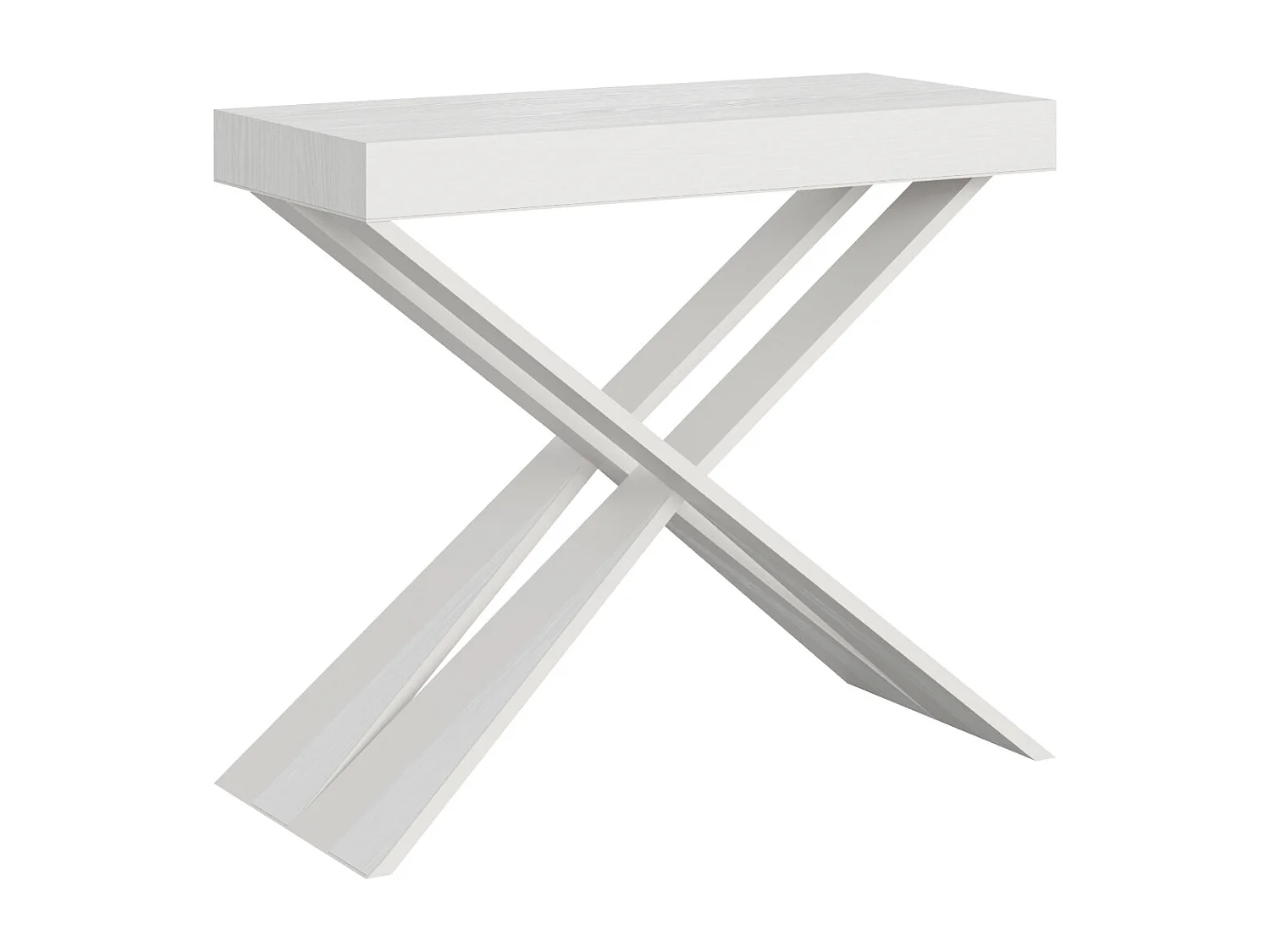 Console extensible 90x40/300 cm Diago frêne blanc pieds blancs